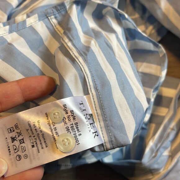 Tiger Of Sweden Steel 8 Slim-Fit Striped Shirt-OCEAN GREY-EU 41/US 16 - Picture 3 of 3